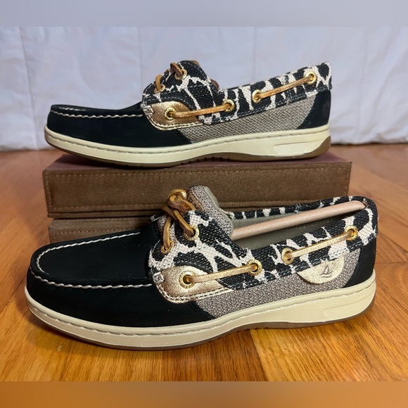 Sperry Bluefish Black-Leopard Top Sider Boat shoe. - Picture 1 of 5
